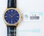  Copy Omega Constellation 8215 Watch Yellow Gold Blue Dial